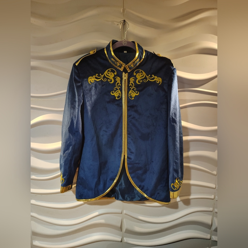 NWOT Blue and Gold Embroidered Band Jacket Size Small